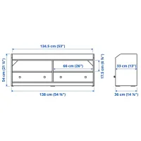 Тумба под телевизор Ikea Hauga 54 x 138 x 36см / ДСП photo 5