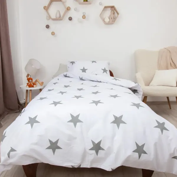 Детское постельное бельё Relaxe Home Soft Dreams (020208) Хлопок/ Белый Серый photo 3 Детское постельное бельё Relaxe Home Soft Dreams (020208) Хлопок/ Белый Серый photo 3