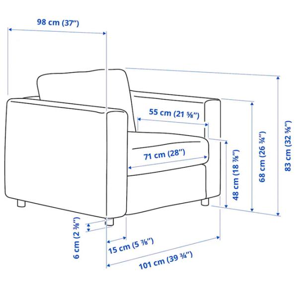 Кресло Ikea Vimle Черный Бежевый photo 3 Кресло Ikea Vimle Черный Бежевый photo 3