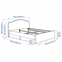 Кровать Ikea Ramnefjall/Klovsta 140 x 200 см / Шпон / Серый photo 10