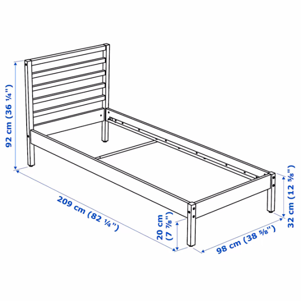 Pat Ikea Tarva/Lindbaden 90 x 200 cm / Masiv / White photo 6 Pat Ikea Tarva/Lindbaden 90 x 200 cm / Masiv / White photo 6