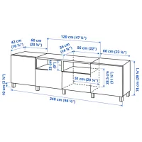 Тумба под телевизор Ikea Besta 74 x 240 x 42см / МДФ photo 8