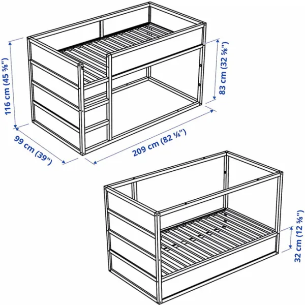 Детская кровать Ikea Kura 90 x 200 см / Массив / Wood photo 7