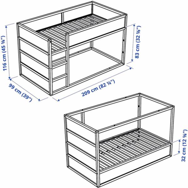 Детская кровать Ikea Kura 90 x 200 см / Массив / Wood photo 7