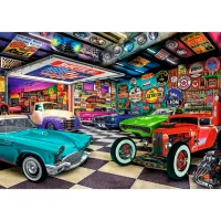 Puzzle 2D Trefl Tea Time: Car Collectors Garage 12+/ Numărul de piese: 1000 photo 2