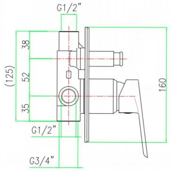 Смеситель для душа Fiore KEVON 81 CR 6517 Латунь photo 2