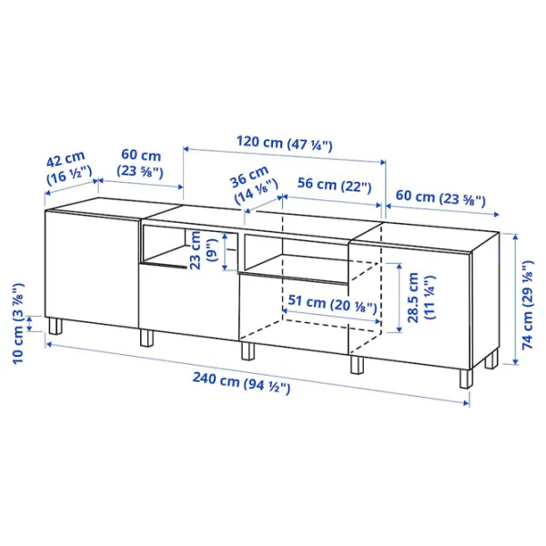 Comodă TV Ikea Besta 74 x 240 x 42 / MDF photo 2