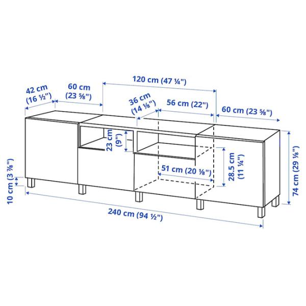 Comodă TV Ikea Besta 74 x 240 x 42 / MDF photo 2
