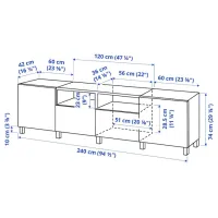 Тумба под телевизор Ikea Besta 74 x 240 x 42см / МДФ photo 2