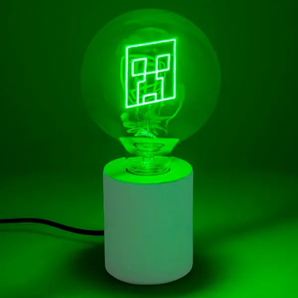 Lampă de masă fan Paladone Creeper LED Neon Bulb White photo 5