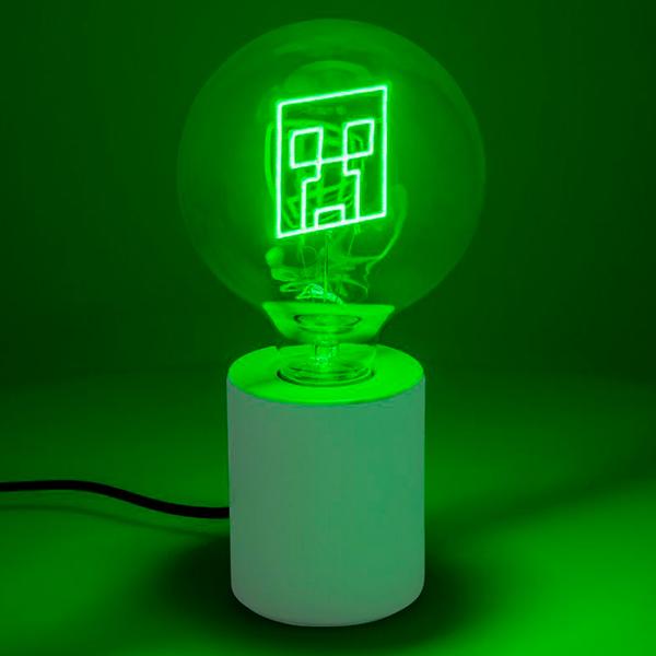 Lampă de masă fan Paladone Creeper LED Neon Bulb White photo 5