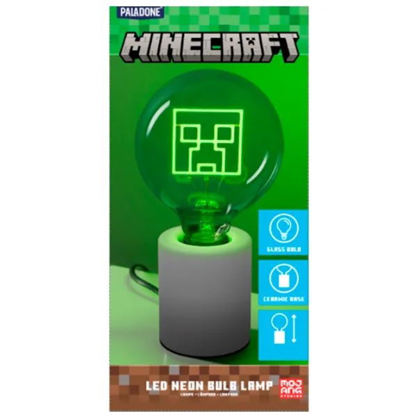 Lampă de masă fan Paladone Creeper LED Neon Bulb White photo 6
