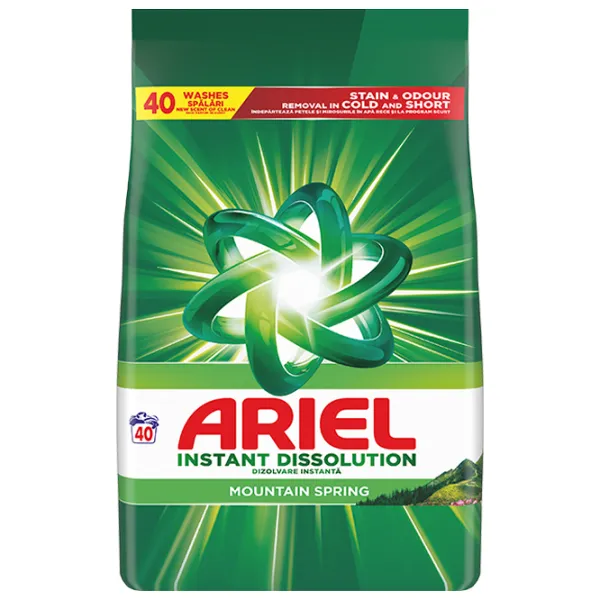 Detergent Ariel Pudra Mountain Spring  Număr spălări: 40 photo 1