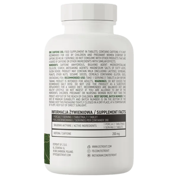 Complexe preantrenament OstroVit Caffeine 200 (5903246229172) 95 g photo 3 Complexe preantrenament OstroVit Caffeine 200 (5903246229172) 95 g photo 3
