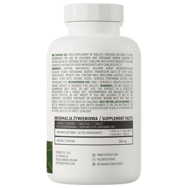 Complexe preantrenament OstroVit Caffeine 200 (5903246229172) 95 g photo 3 Complexe preantrenament OstroVit Caffeine 200 (5903246229172) 95 g photo 3