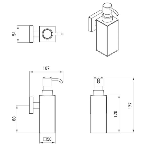 Dozator săpun lichid Volle CUADRO 0.3l photo 2