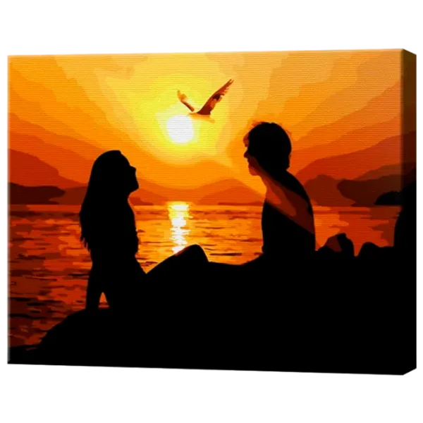 Pictură pe numere Art Gallery Cuplu la apus EX8330 40 x 30 cm / Orizontală photo 1