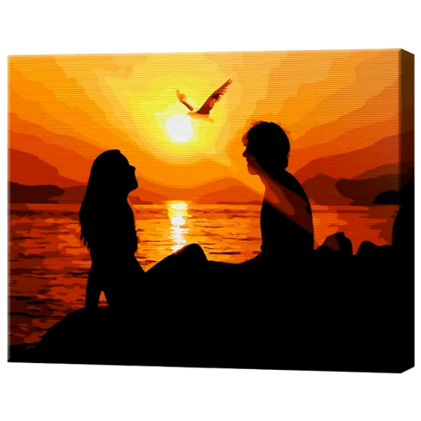 Pictură pe numere Art Gallery Cuplu la apus EX8330 40 x 30 cm / Orizontală photo 1