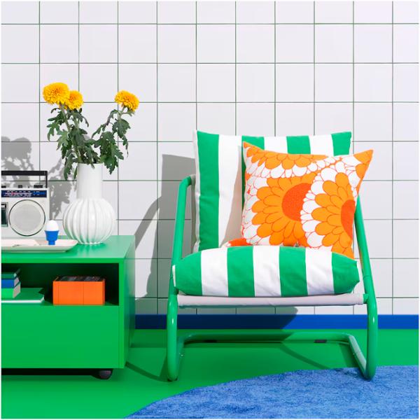 Scaun de grădină Ikea Onnestad/Radbyn Oțel / Poliester / Green White photo 2