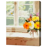 Картина по номерам Art Gallery Букет на подоконнике EX6456 40 x 30 cm / Вертикальная