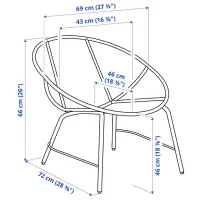 Садовый стул Ikea Orreslatt Сталь / Искусственный ротанг / Коричневый Черный photo 7