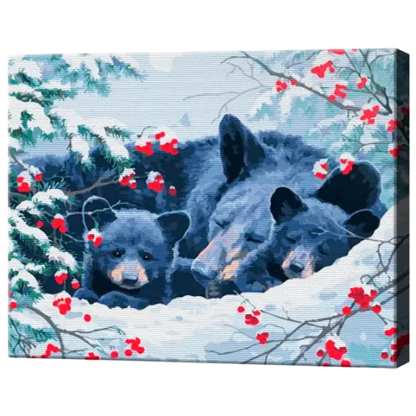 Картина по номерам Art Gallery Семья медведей в зимнем лесу EX7488 40 x 30 cm / Горизонтальная photo 1
