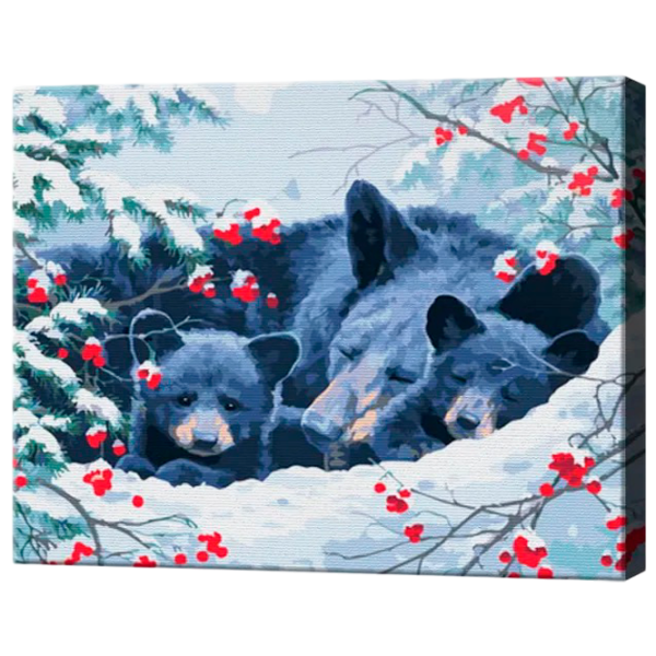 Картина по номерам Art Gallery Семья медведей в зимнем лесу EX7488 40 x 30 cm / Горизонтальная photo 1