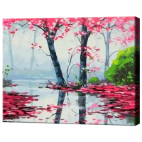 Pictură pe numere Art Gallery Frunziș roz EX8344 40 x 30 cm / Orizontală