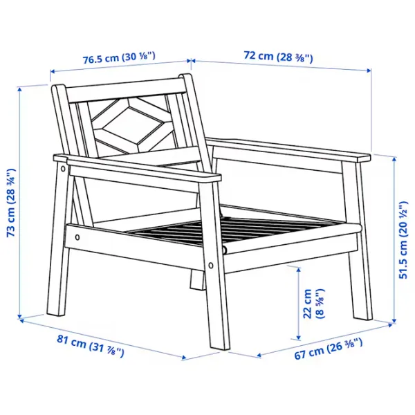 Садовый стул Ikea Bondholmen Массив / Массив / Бежевый Beige photo 5