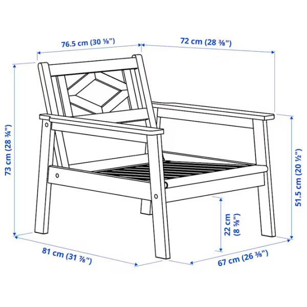Садовый стул Ikea Bondholmen Массив / Массив / Бежевый Beige photo 5