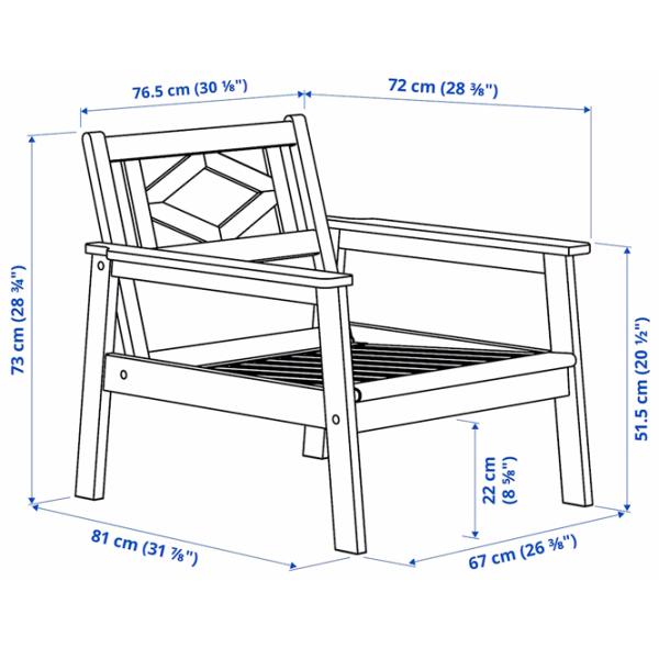 Scaun de grădină Ikea Bondholmen/Jarpon/Duvholmen Masiv / Masiv / White Antracit photo 5 Scaun de grădină Ikea Bondholmen/Jarpon/Duvholmen Masiv / Masiv / White Antracit photo 5