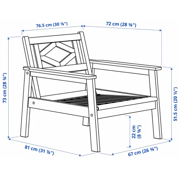 Садовый стул Ikea Bondholmen/Froson/Duvholmen  Массив / Массив / Белый Серый photo 5