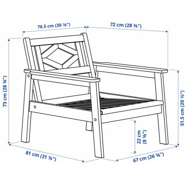 Садовый стул Ikea Bondholmen/Froson/Duvholmen  Массив / Массив / Белый Серый photo 5