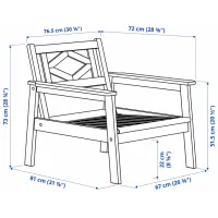 Scaun de grădină Ikea Bondholmen/Froson/Duvholmen Masiv / Masiv / White Gray photo 5
