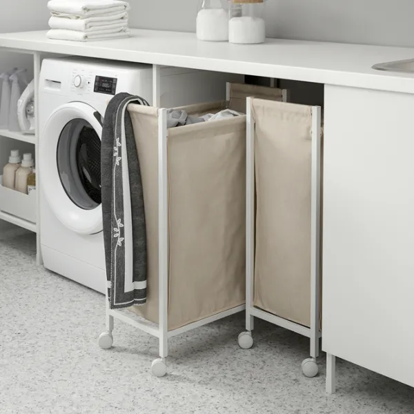 Корзина для белья Ikea Enhet 80л / Cталь / Бежевый White photo 2