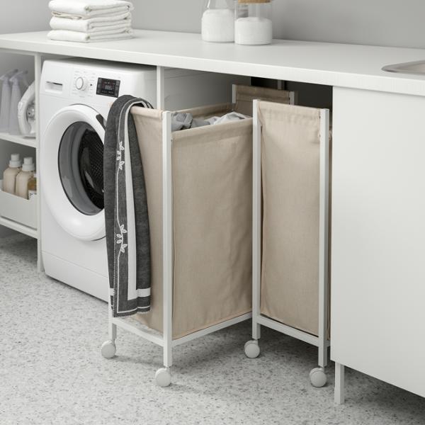 Корзина для белья Ikea Enhet 80л / Cталь / Бежевый White photo 2
