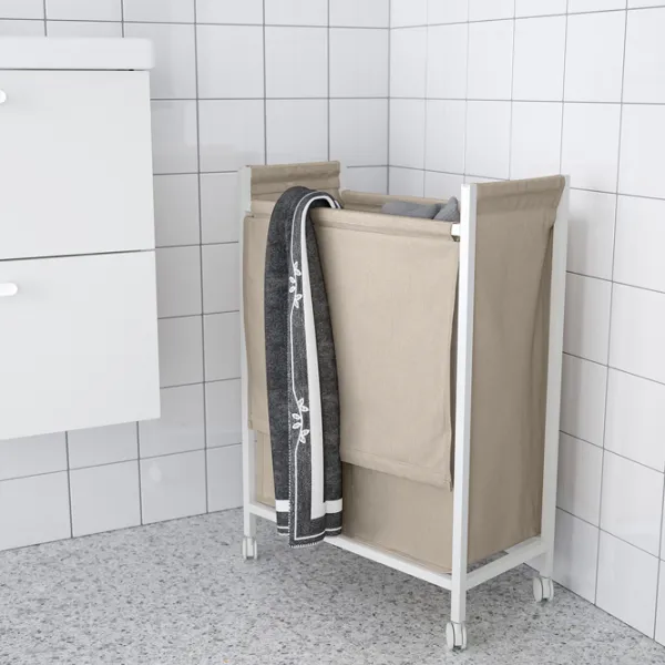 Корзина для белья Ikea Enhet 80л / Cталь / Бежевый White photo 3