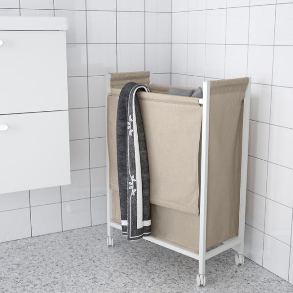 Корзина для белья Ikea Enhet 80л / Cталь / Бежевый White photo 3
