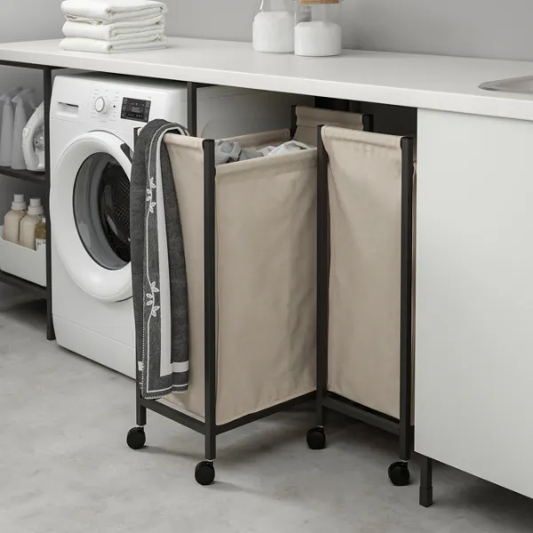 Coș pentru rufe Ikea Enhet 80 l / Oțel / Beige Antracit photo 3