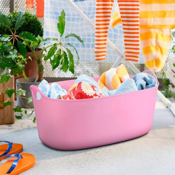 Корзина для белья Ikea Torkis 35л / Полиэтилен / Розовый  photo 4
