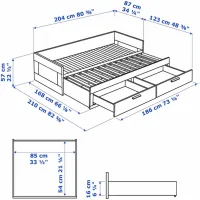 Кровать Ikea Brimnes 2 80 x 200 cm / ЛДСП / Белый photo 9