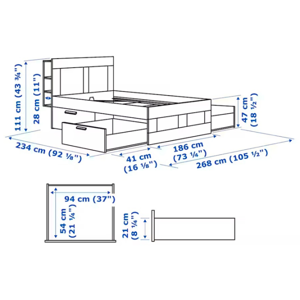 Кровать Ikea Brimnes 180 x 200 см / ЛДСП / Белый photo 8 Кровать Ikea Brimnes 180 x 200 см / ЛДСП / Белый photo 8