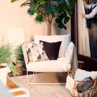 Scaun de grădină Ikea Havsten Oțel / Polipropilenă / Beige Beige photo 3