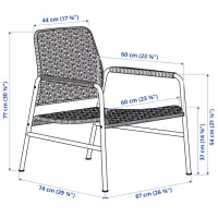 Scaun de grădină Ikea Ulrikberg Ratan artificial / Ratan artificial / Brown Black photo 7