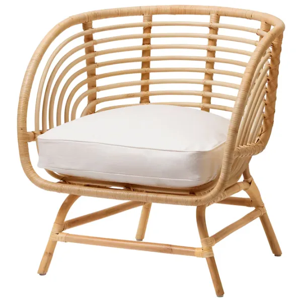 Садовый стул Ikea Buskbo Искусственный ротанг / Искусственный ротанг / Бежевый White photo 1