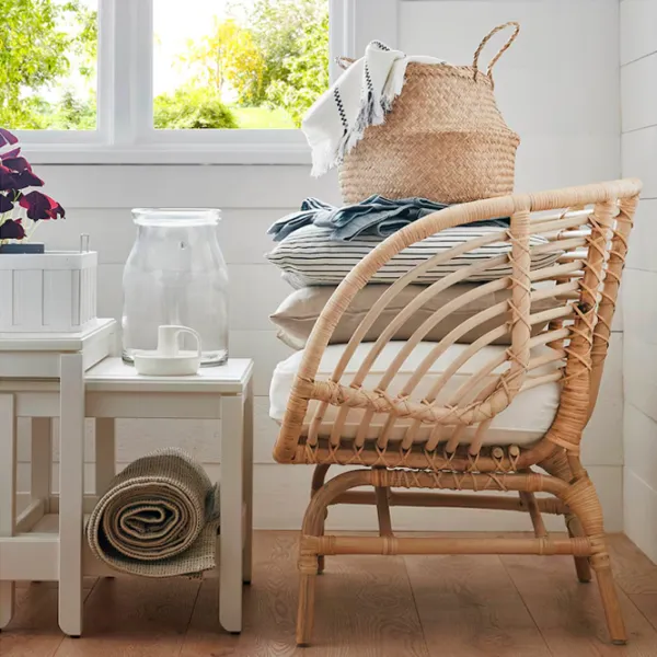 Садовый стул Ikea Buskbo Искусственный ротанг / Искусственный ротанг / Бежевый White photo 3
