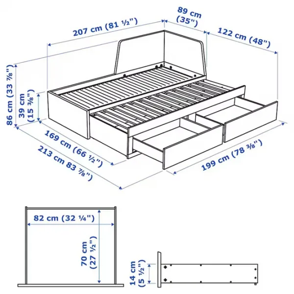 Pat Ikea Flekke 2 80 x 200 cm / Masiv / White photo 9