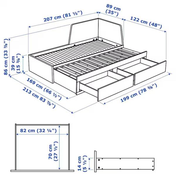 Pat Ikea Flekke 2 80 x 200 cm / Masiv / White photo 9
