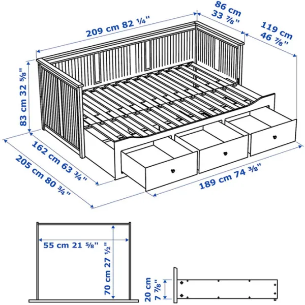 Pat Ikea Hemnes 3 80 x 200 cm / PAL / White photo 8