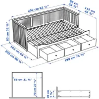 Кровать Ikea Hemnes 3 Vannareid Extra 80 x 200 cm / ЛДСП / Белый photo 11